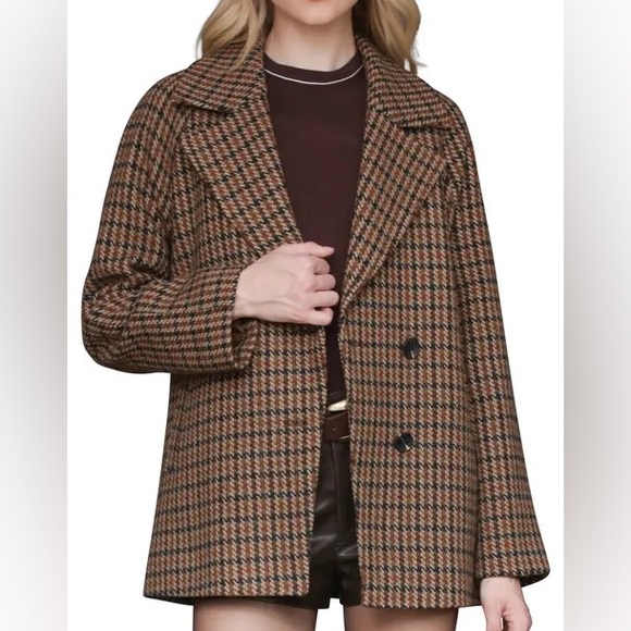 Avec Les Filles Heritage Plaid Houndstooth Coat Jacket - Picture 1 of 11